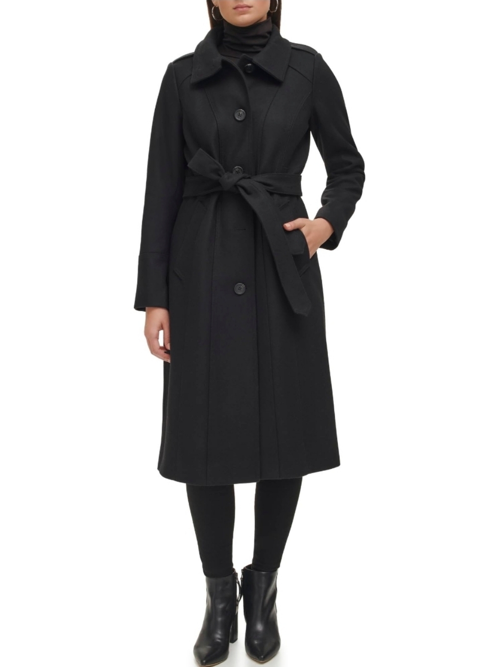 Kenneth Cole Wool Blend Belted Pea Coat
